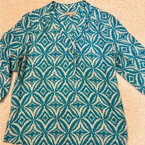 Banana Republic Tops - Banana Republic Blue Geometric Blouse